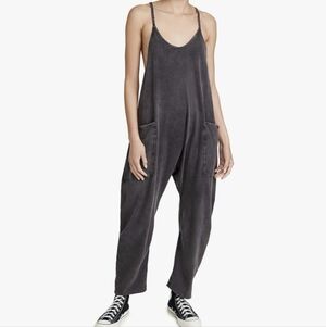 Free People FP Movement Hot Shot Jumpsuit Washed Black Gray Size Medium